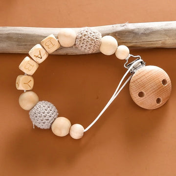 Personalized Pacifier Clip – Handmade Oak Wood Holder with Secure Pacifier Hook for Babies