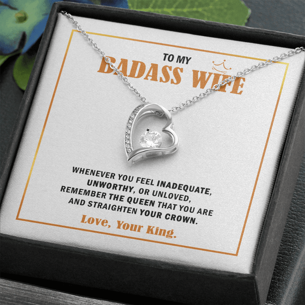 Wife Necklace, To My Badass Wife Queen Forever Love Necklace