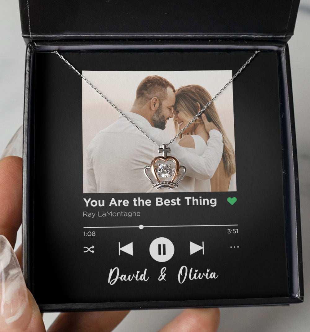 You Are The Best Thing Custom Spotify Code With Couple Photo And Song Card Crown Necklace Anniversary Gifts For Her Toptrendygear