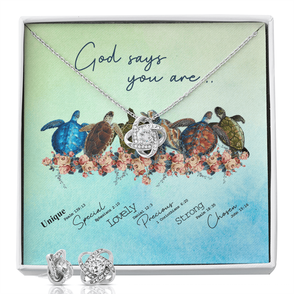 Granddaughter Necklace God Say You Are Gift For Granddaughter Love Knot With Free Earrings