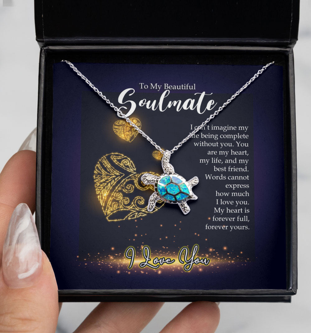 To My Beautiful Soulmate My Heart Is Forever Full Opal Turtle Necklace Gift For Her Toptrendygear