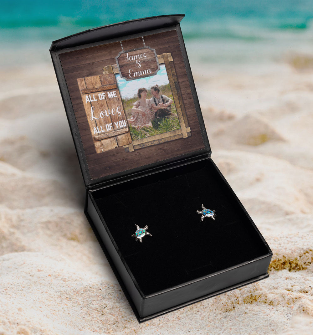 All Of Me Loves All Of You Custom Name And Photo Opal Turtle Earrings Anniversary Gifts For Her Toptrendygear