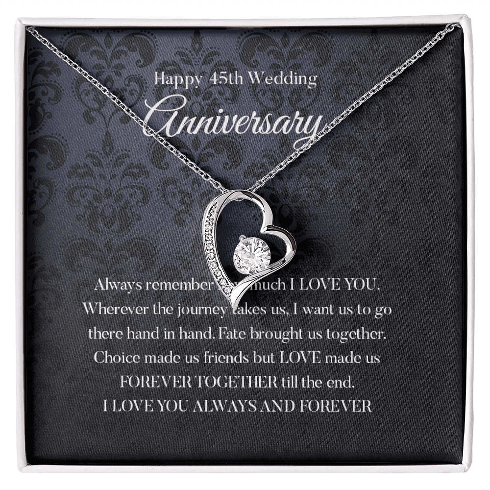 Wife Necklace, Happy 45th Wedding Anniversary Necklace Gift For Wife Forever Love Necklace