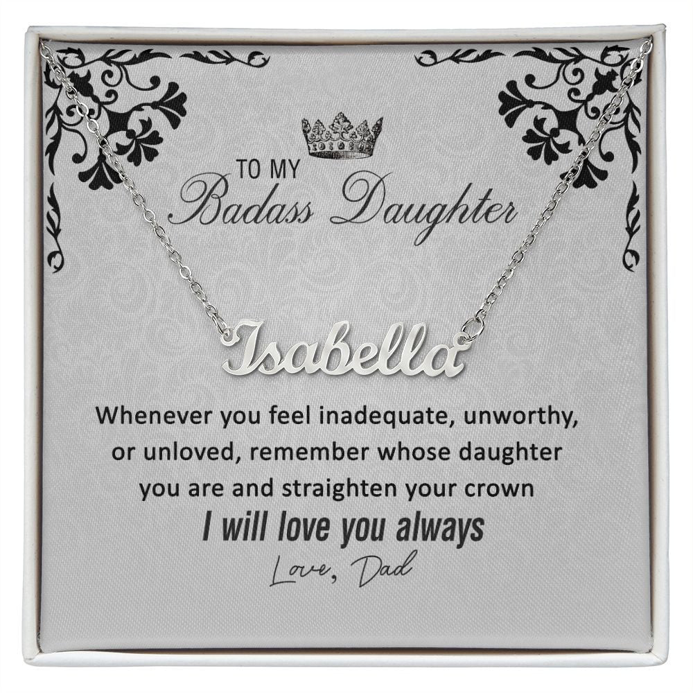 To My Badass Daughter From Dad Personalized Name Necklace