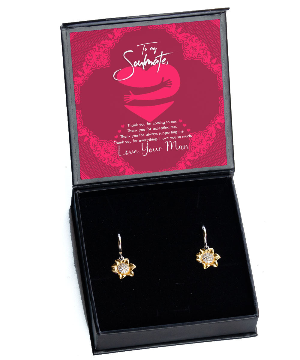 To My Soulmate Thank You For Everything Sunflower Earrings
