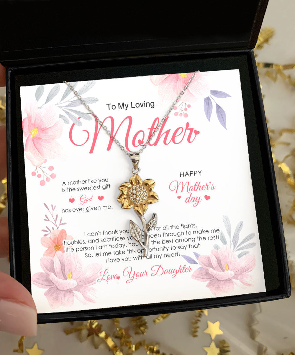 To My Mom For All The Time You Are The Sweetest Gift God Has Ever Given Me Sunflower Pendant Necklace Toptrendygear