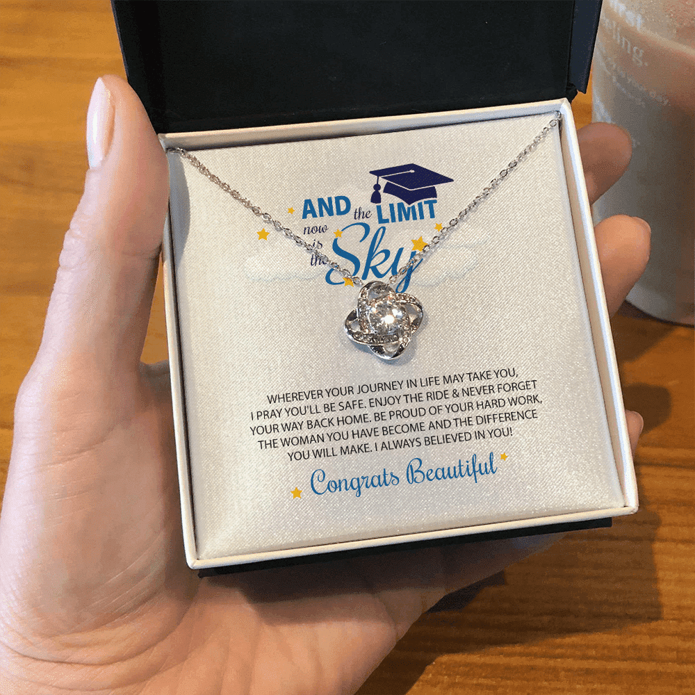 To My Beautiful I Always Believed In You, The Limit Is The Sky Love Knot Necklace Gift For Daughter Toptrendygear
