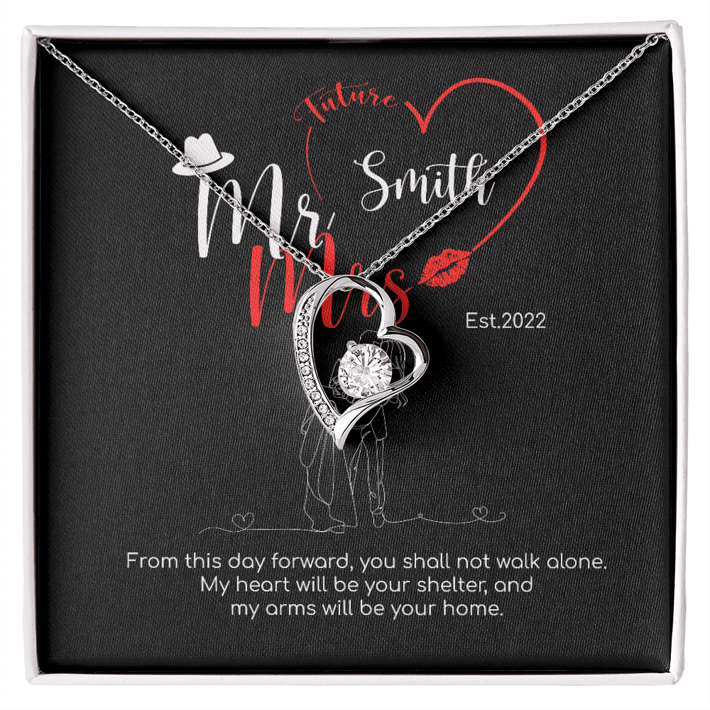 Mr. & Mrs. Custom Name And Date Forever Love Necklace Anniversary Presents By Year