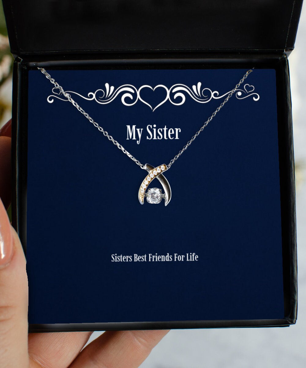 Sisters Best Friends For Life Wishbone Dancing Necklace, Sister Present From Sister, Unique Idea For Little Sister