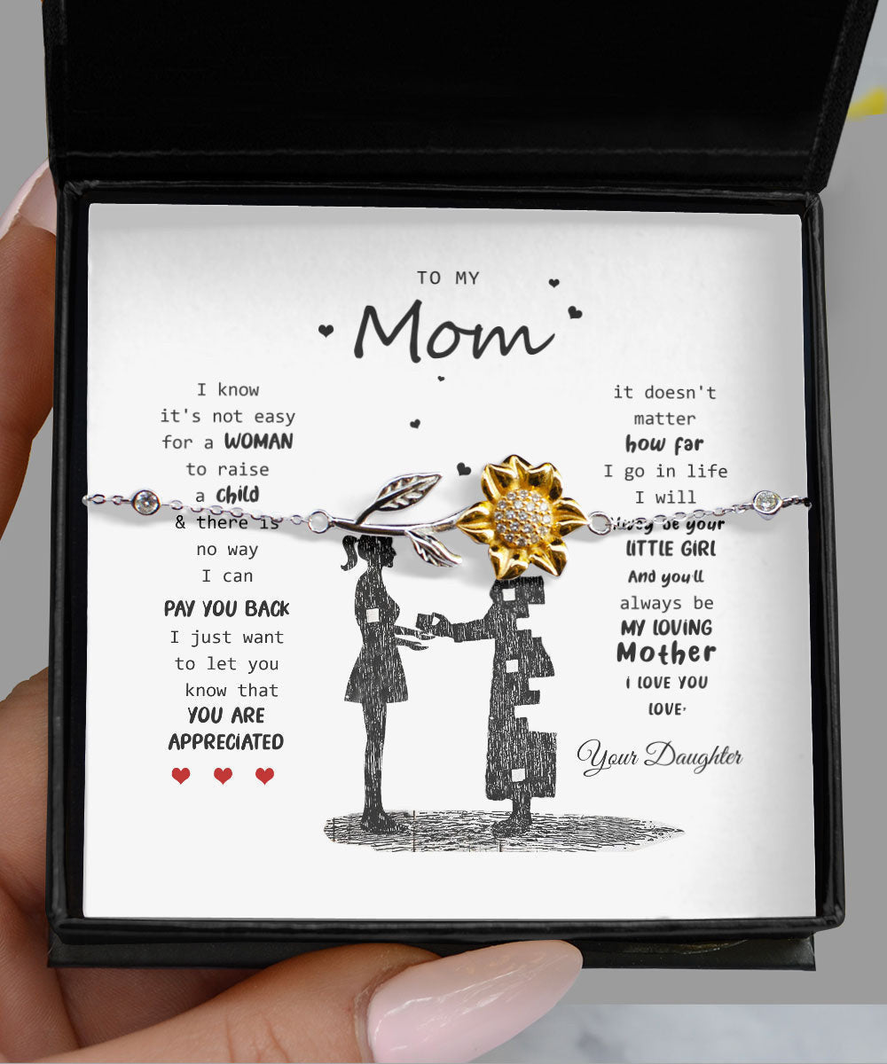 To My Mom You Will Always Be My Loving Mother Sunflower Bracelet Toptrendygear