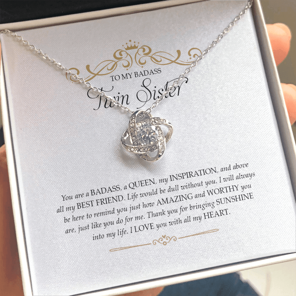 Sister's Gift I Love You With All My Heart Gift For Twin Sister Love Knot Necklace