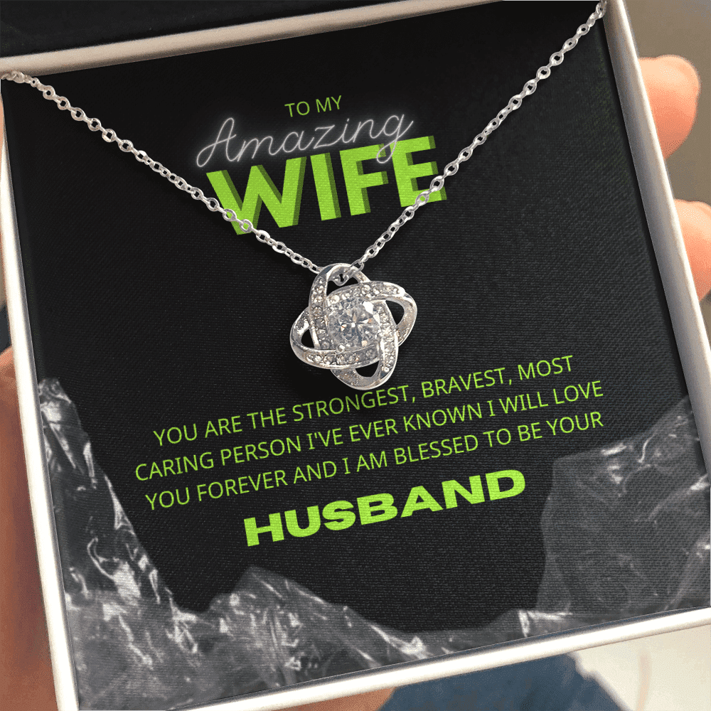 To Amazing Wife I Am Blessed To Be Yours Love Knot Necklace Toptrendygear