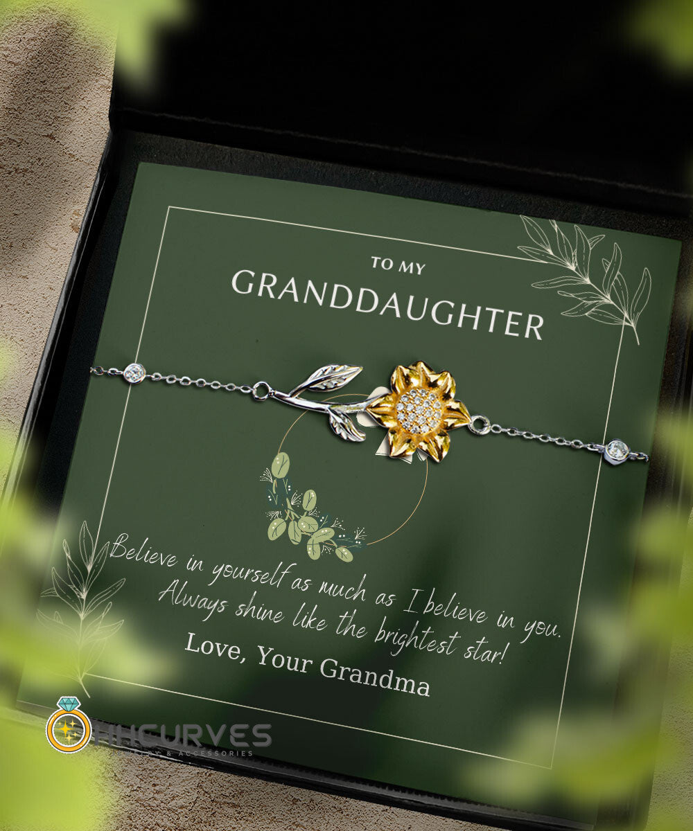 To My Granddaughter Believe In Yourself Gift For Granddaughter Sunflower Bracelet