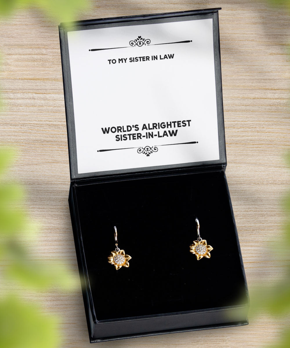 Sister In Law Necklace World's Alrightest Sister-in-law Best Gift For Sister In Law Sunflower Earrings Toptrendygear
