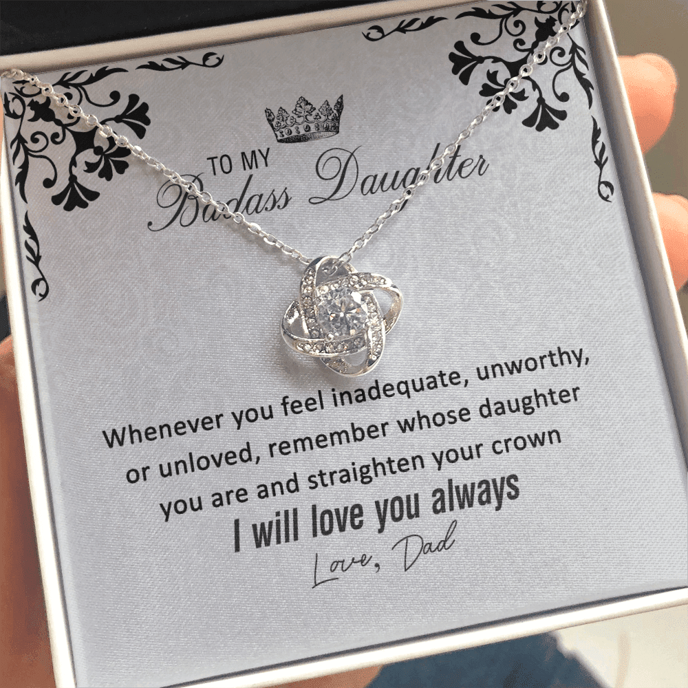 To My Badass Daughter From Dad Love Knot Necklace