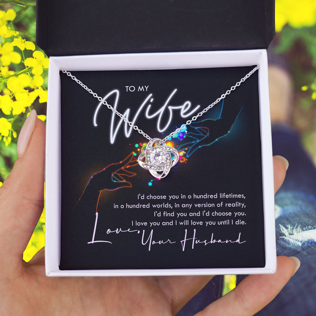 To My Wife I Love You Always Until I Die Love Knot Necklace