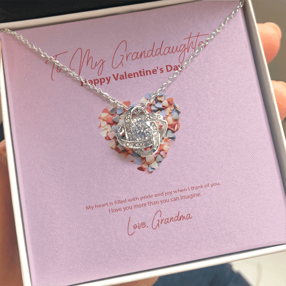 To My Granddaughter From Grandma Valentine's Day Love Knot Necklace