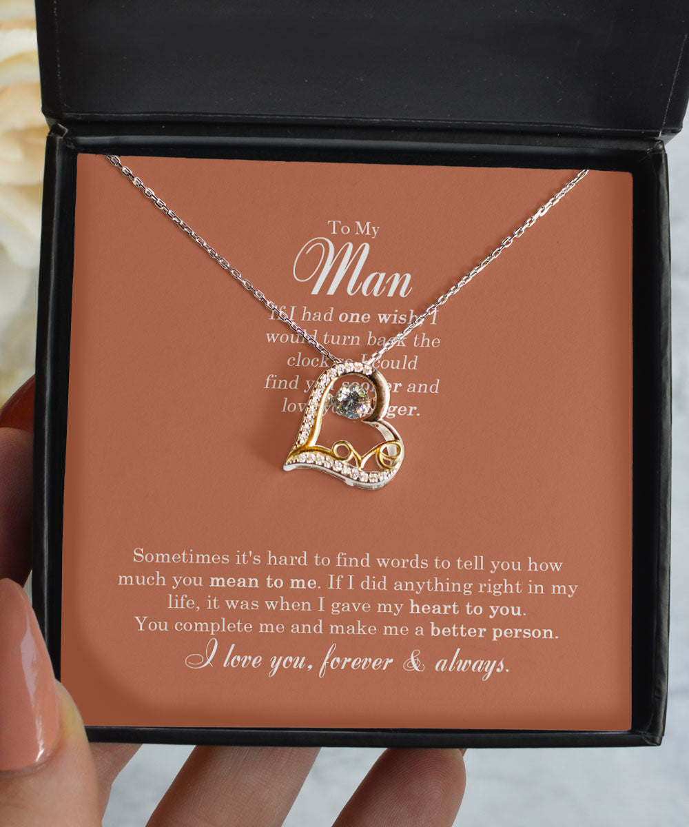To My Man If I Had One Wish I Would Love Dancing Necklace
