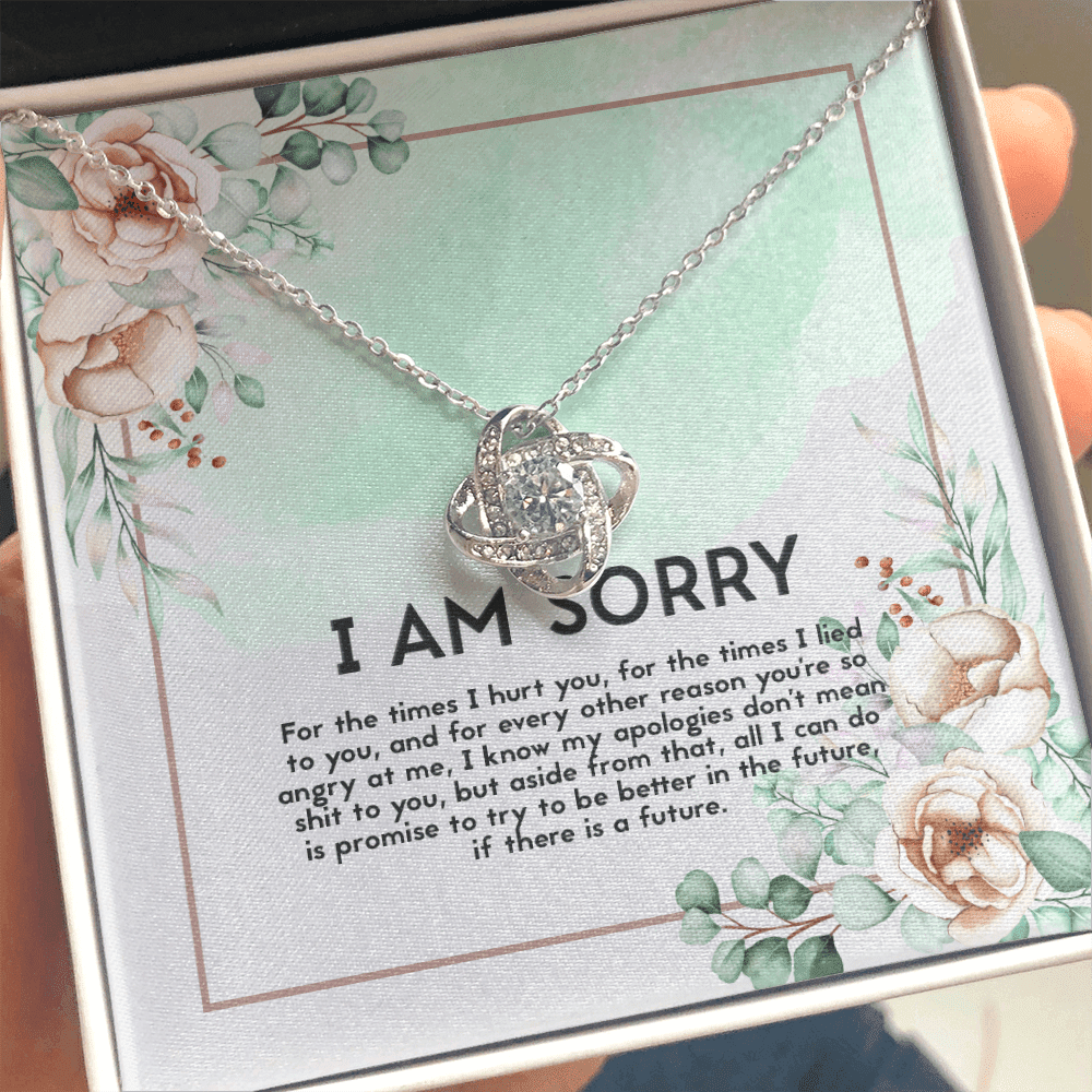 I Am Sorry Apology Message Love Knot Necklace