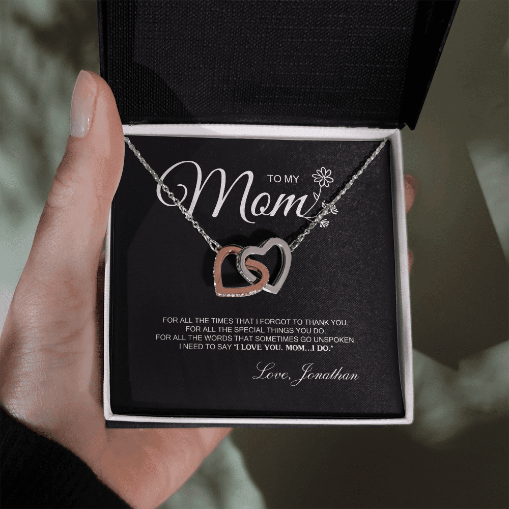 To My Mom For All The Time Interlocking Heart Necklace Toptrendygear