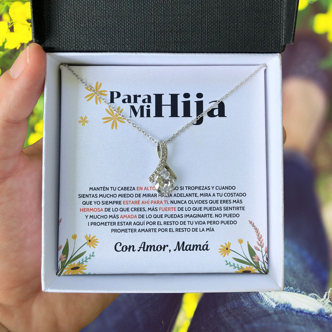 Para Mi Hija - Manten Tu Cabeza En Alto - Collar Lazo De Amo Alluring Beauty Necklace