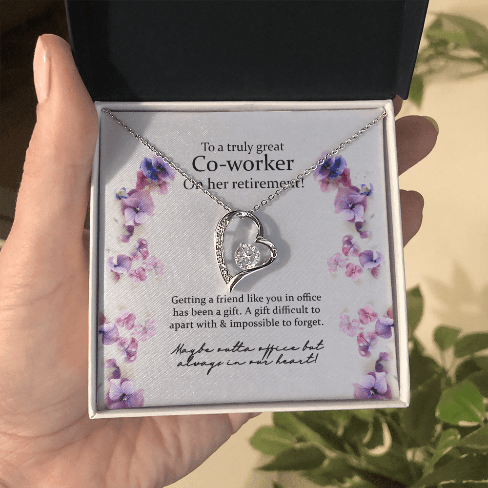 Gift For Co Worker On Her Retirement Blue Flower Forever Love Necklace