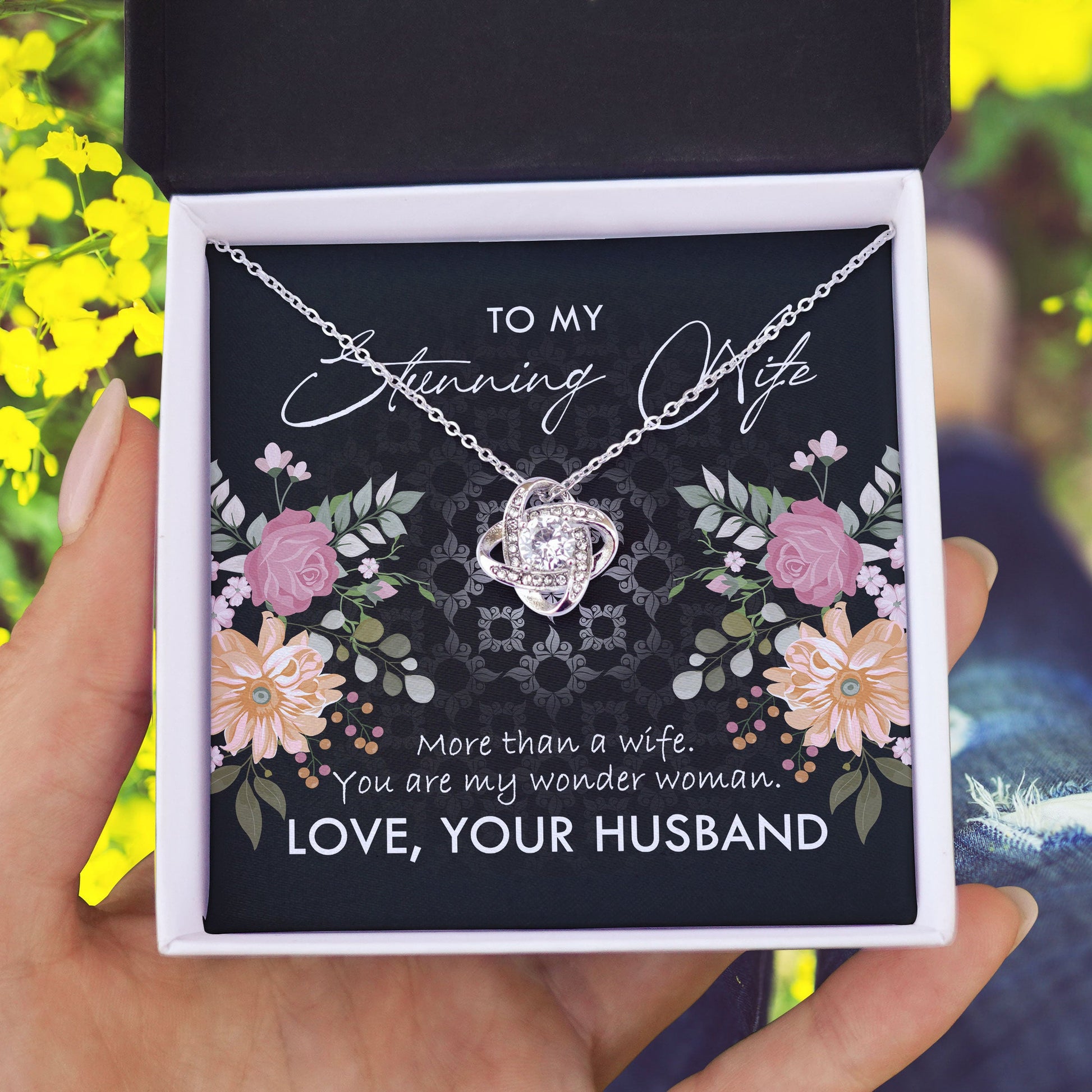 To My Stunning Wife You Are My Wonder Woman Love Knot Necklace