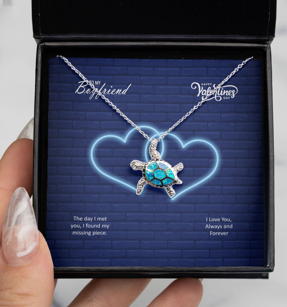To My Boyfriend The Day I Met You I Found My Missing Piece Opal Turtle Necklace Toptrendygear