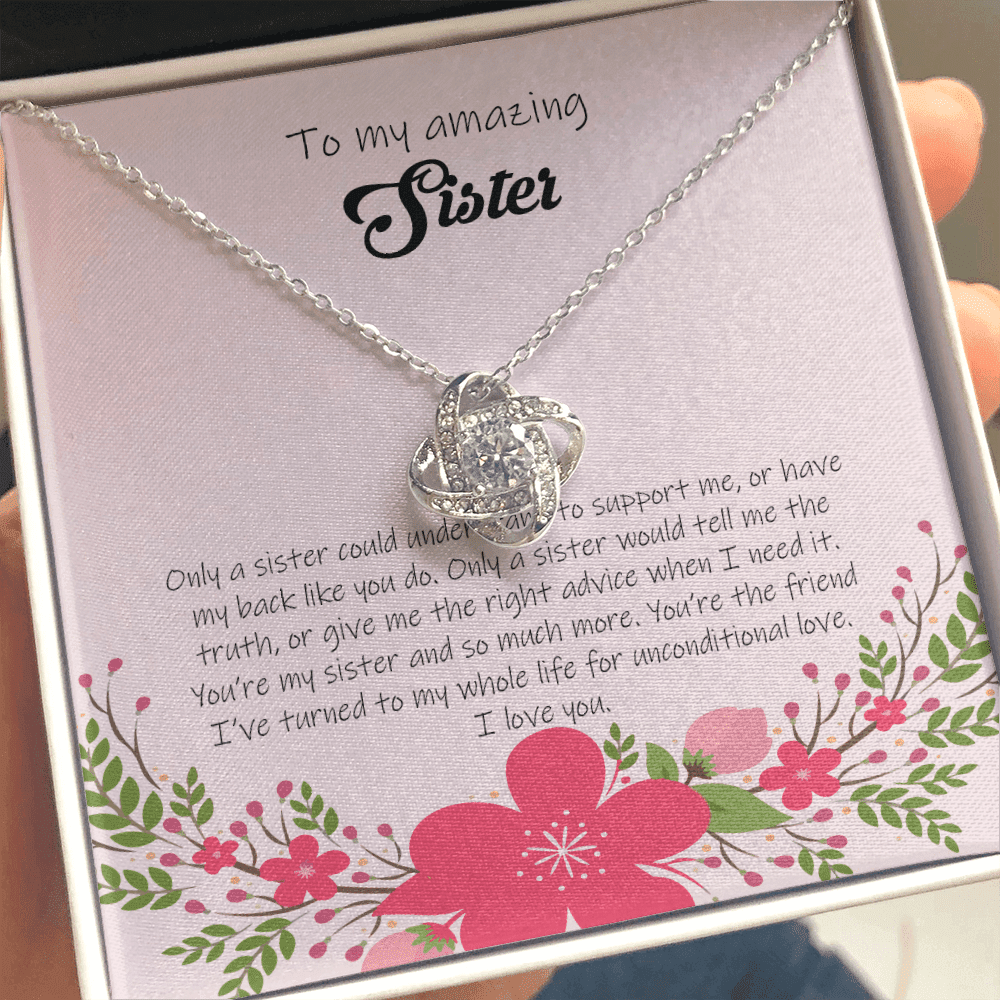Gift For Sister You're Much More My Sister Love Knot Necklace