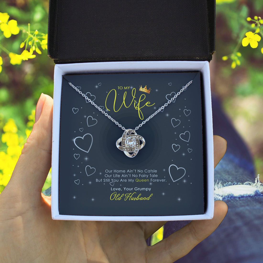 To My Wife Love Your Grumpy Old Husband Love Knot Necklace