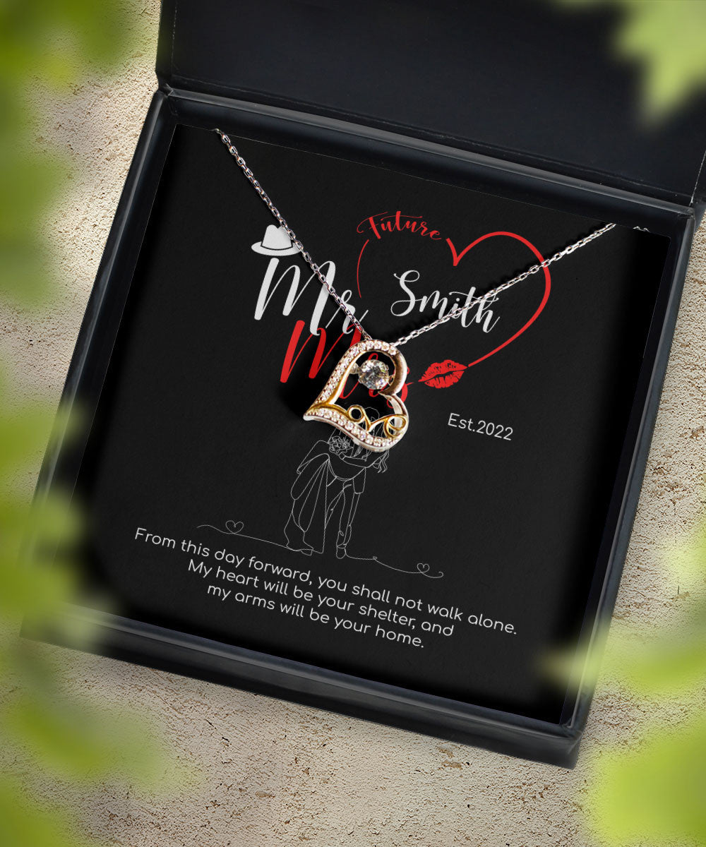 Mr. & Mrs. Custom Name And Date Love Dancing Necklace Anniversary Presents By Year Toptrendygear