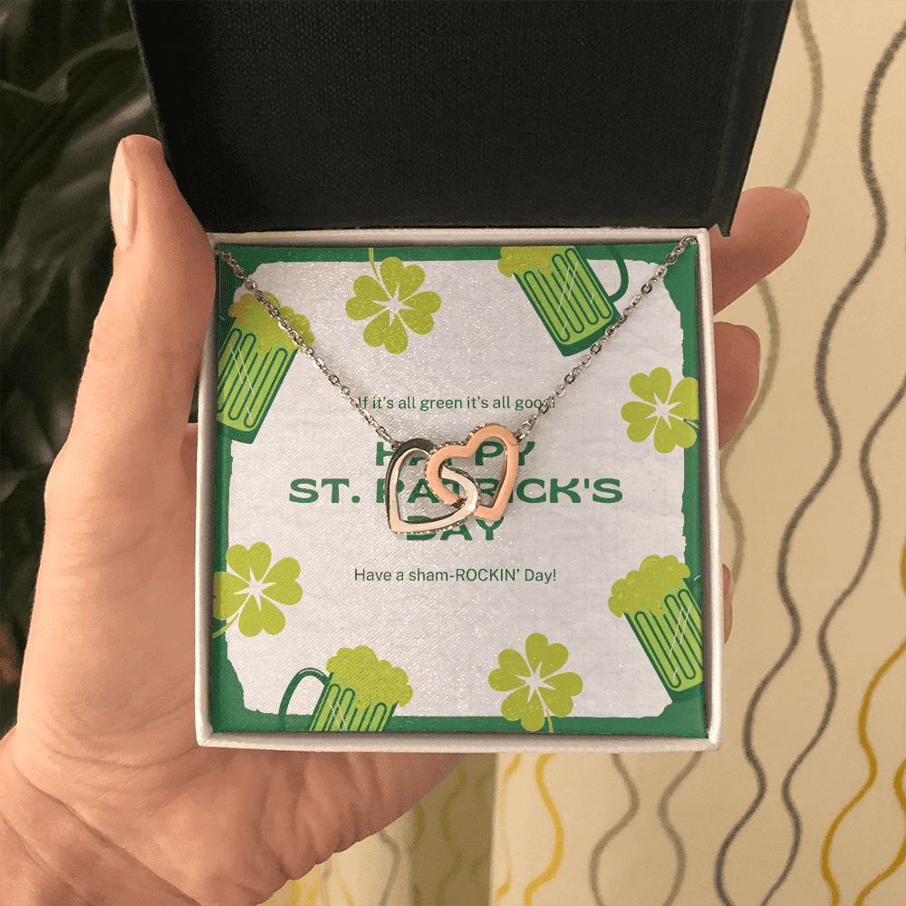 Beer Have A Sharm-Rockin' Day Interlocking Heart Necklace Gift For Her Happy Patrick's Day Toptrendygear