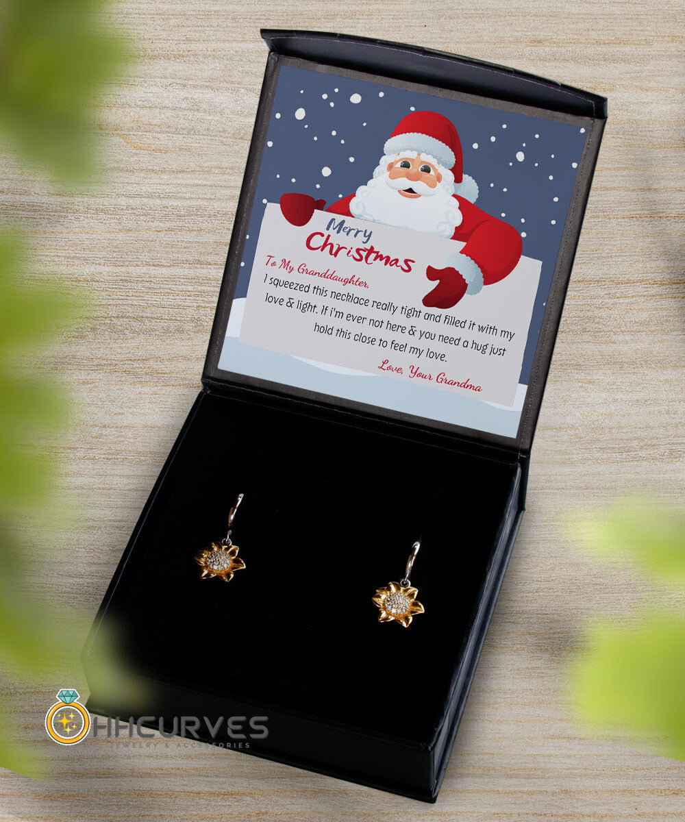 To My Granddaughter Necklace From Grandma Hold This Close To Feel My Love Christmas Sunflower Earrings