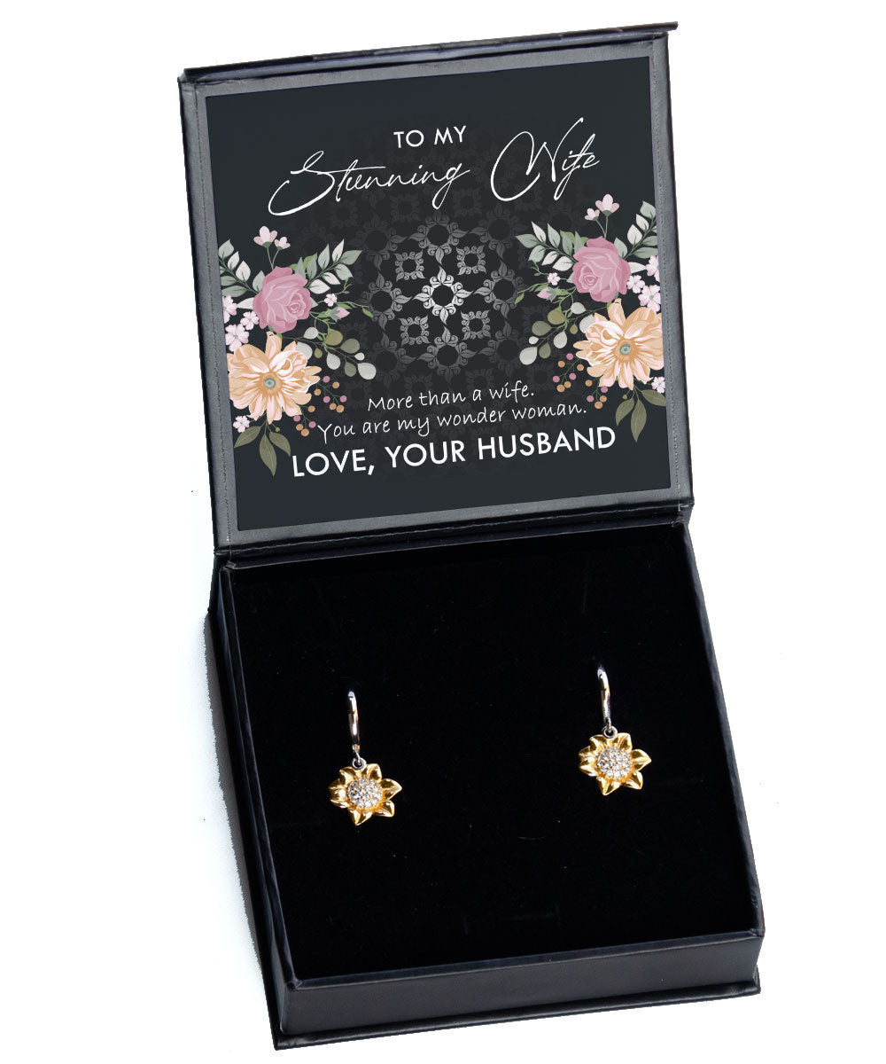 To My Stunning Wife You Are My Wonder Woman Sunflower Earrings