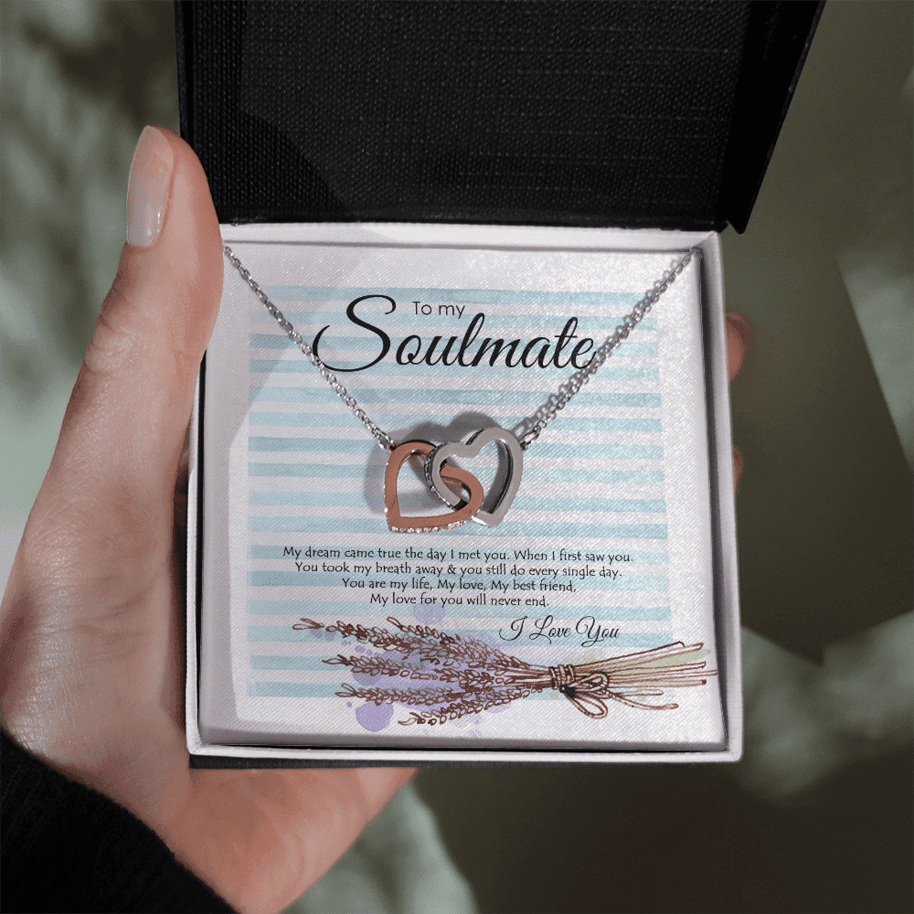 To My Soul My Dream Came True The Day I Met You Interlocking Heart Necklace Toptrendygear