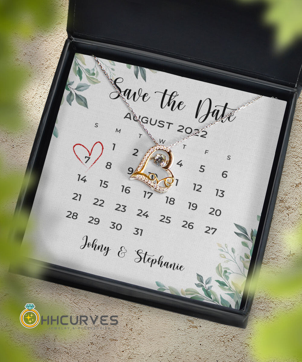 Custom Name Date Anniversary Gifts Save The Date Happy Wedding Anniversary Gift For Her Love Dancing Necklace Toptrendygear