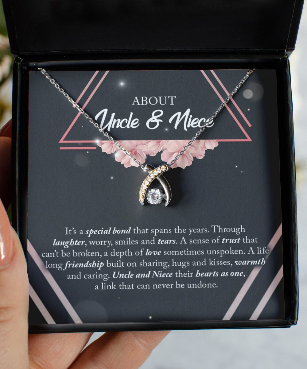 About Uncle And Niece Wishbone Dancing Necklace Gift For Niece