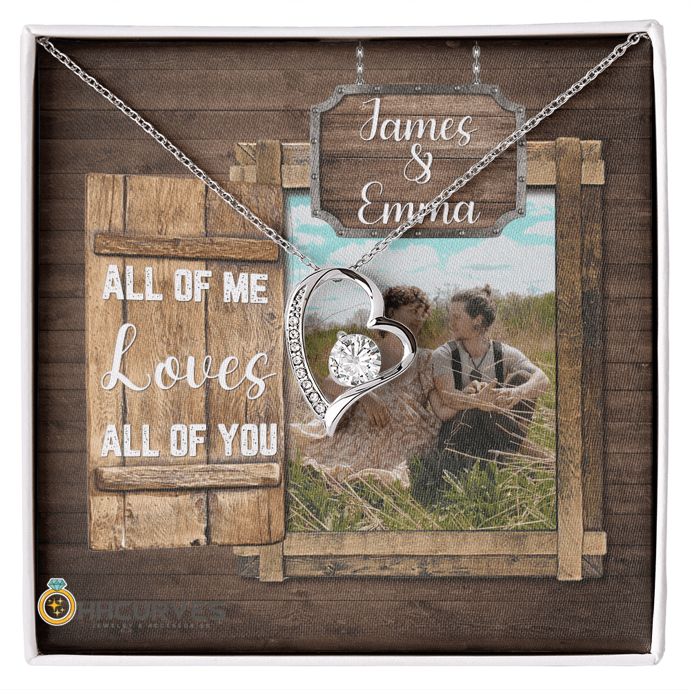 Custom Name And Photo Happy Wedding Anniversary All Of Me Loves All Of You Gift For Her Forever Love Necklace Toptrendygear