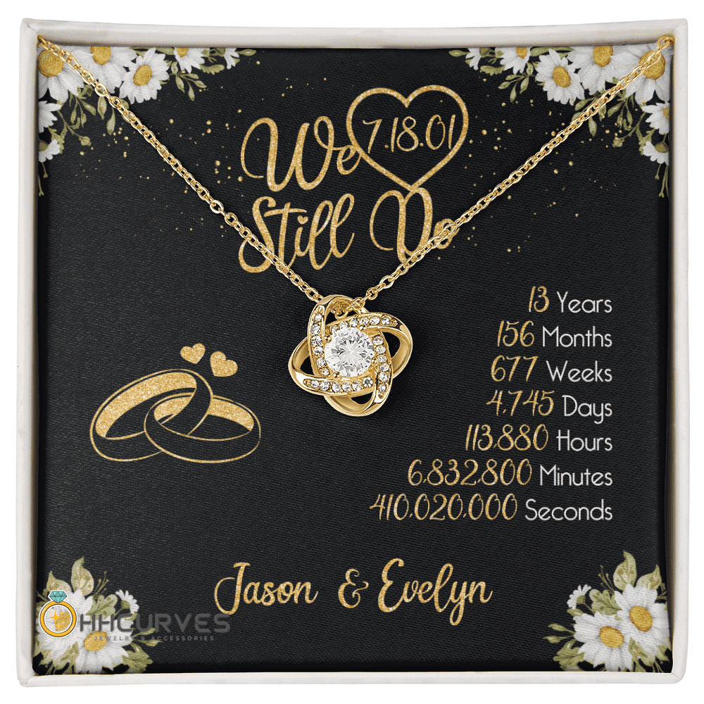 Custom Name And Date Anniversary Gifts Lace Anniversary Gifts For Her We Still Do 13 Year Wedding Anniversary Gift Love Knot Gold Necklace Toptrendygear