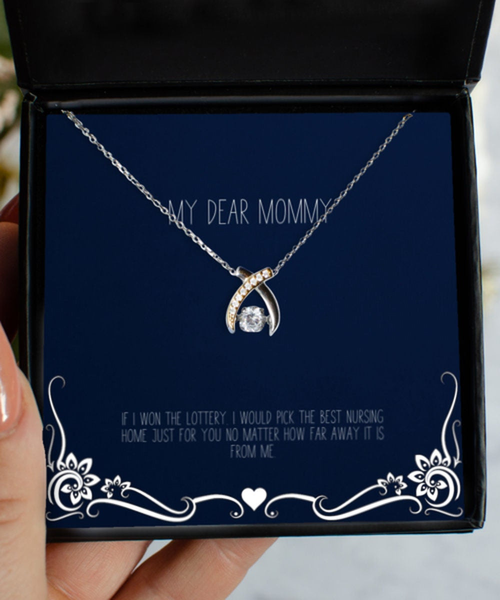 Mother Necklace If I Won The Lottery Gift For Mom Wishbone Dancing Necklace