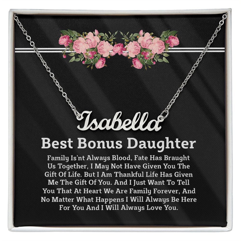 We Are Family Together Gift For Bonus Daughter Personalized Name Necklace