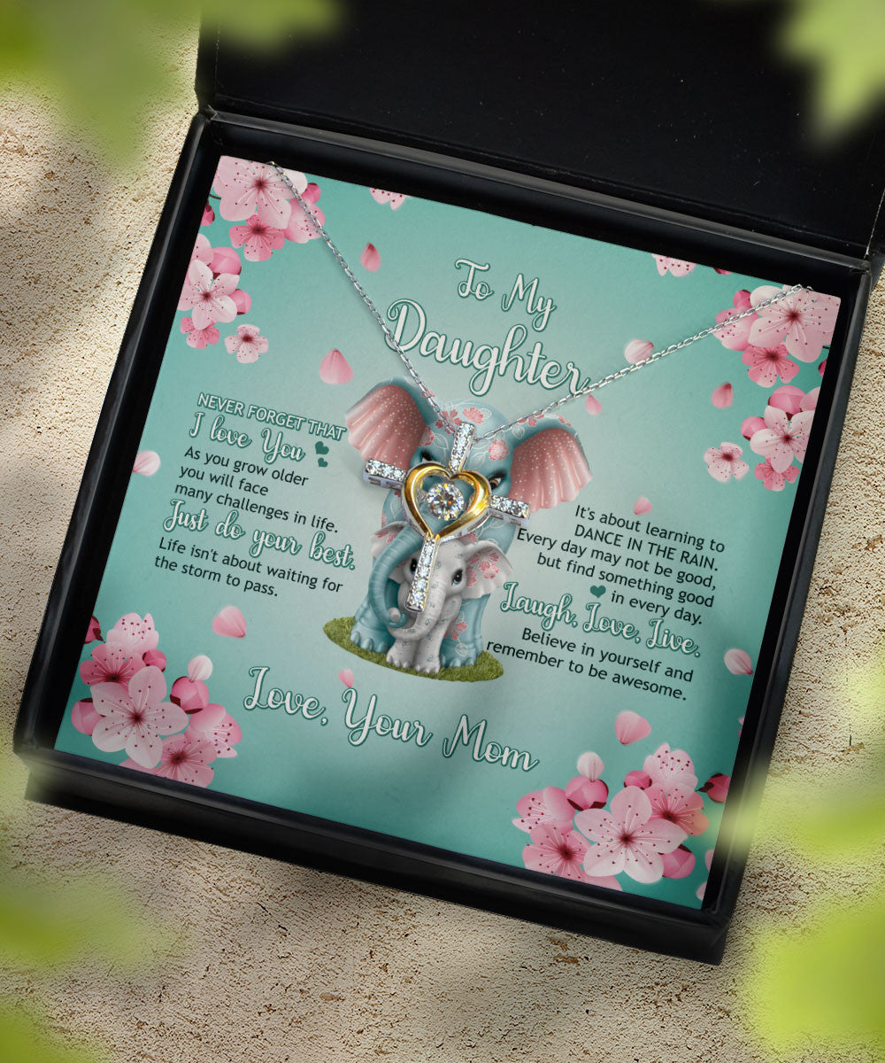 Mother Daughter Necklace Never Forget That I Love You Gift For Daughter From Mom Cross Dancing Necklace Toptrendygear