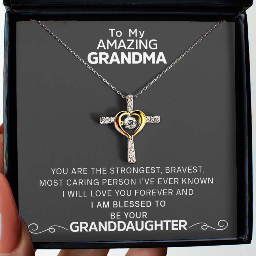From Granddaughter To Grandma - Dancing Jewel Cross Necklace