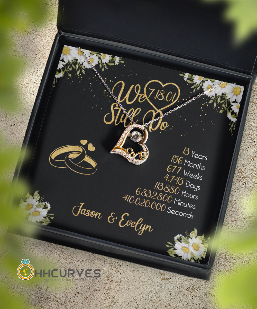 Custom Name And Date Anniversary Gifts Lace Anniversary Gifts For Her We Still Do 13 Year Wedding Anniversary Gift Love Dancing Necklace Toptrendygear