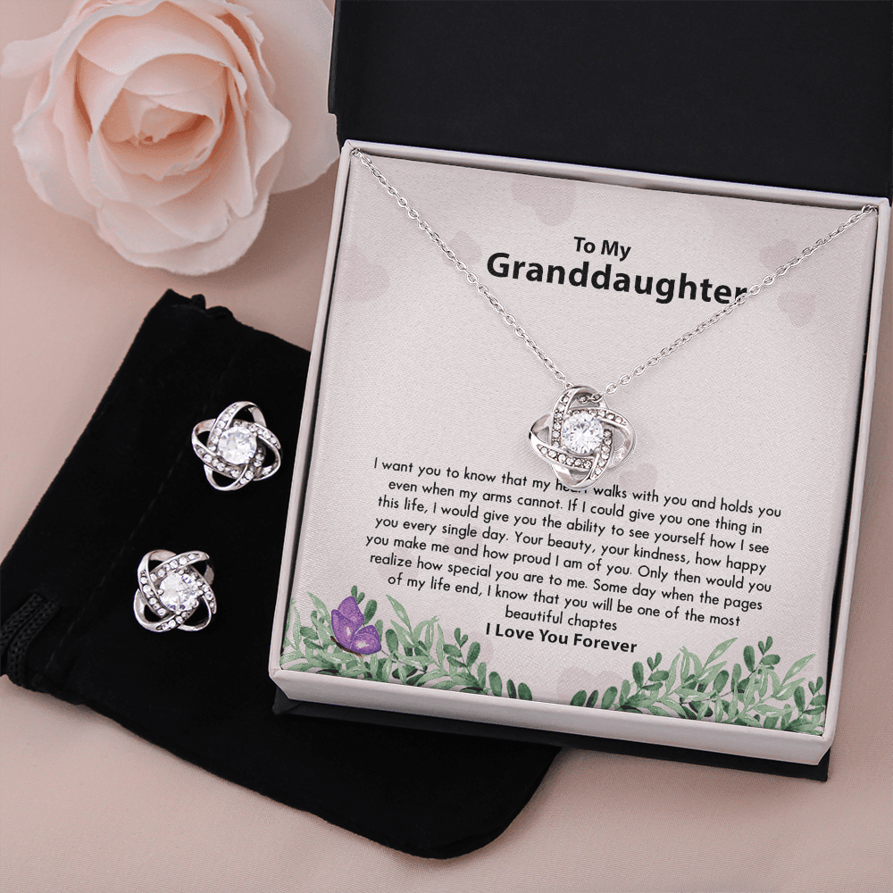 Give You One Thing In Life Love Knot Necklace Gift For Granddaughter Love Knot With Free Earrings