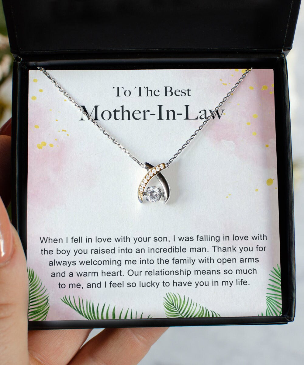 To The Best Mother In Law Wishbone Dancing Necklace For Women