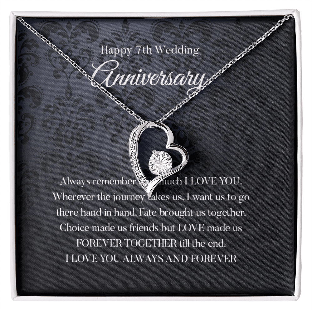 Wife Necklace, Happy 7th Wedding Anniversary Necklace Happy Seventh Anniversary Forever Love Necklace Gift For Wife