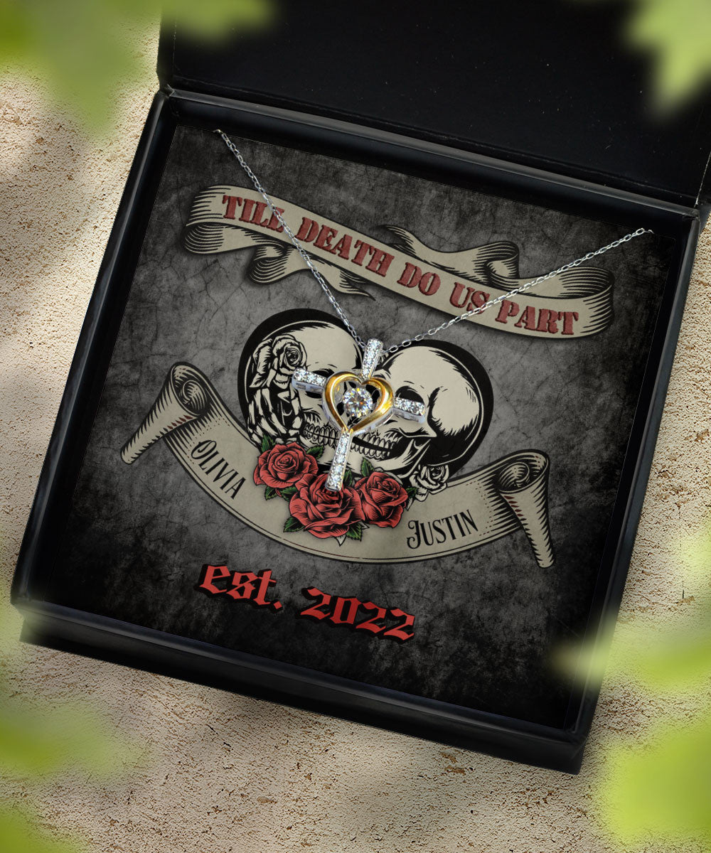 Till Death Do Us Part Custom Name And Date Cross Dancing Necklace Anniversary Gifts For Her Toptrendygear