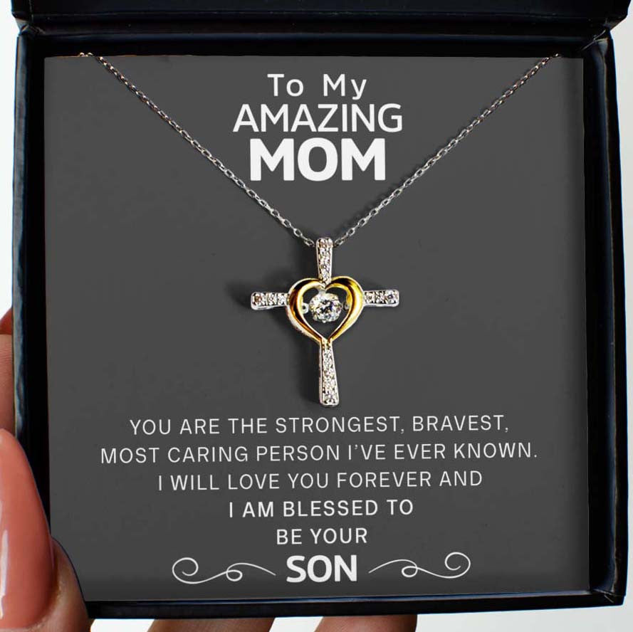 From Son To Mom - Dancing Jewel Cross Necklace