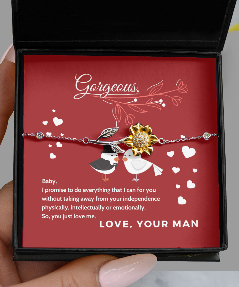 To Gorgeous Baby You Just Love Me Sunflower Bracelet